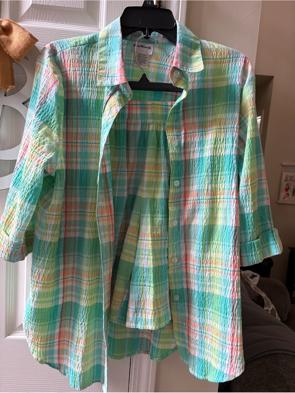 Ladies Bon Worth Seersucker Short Set